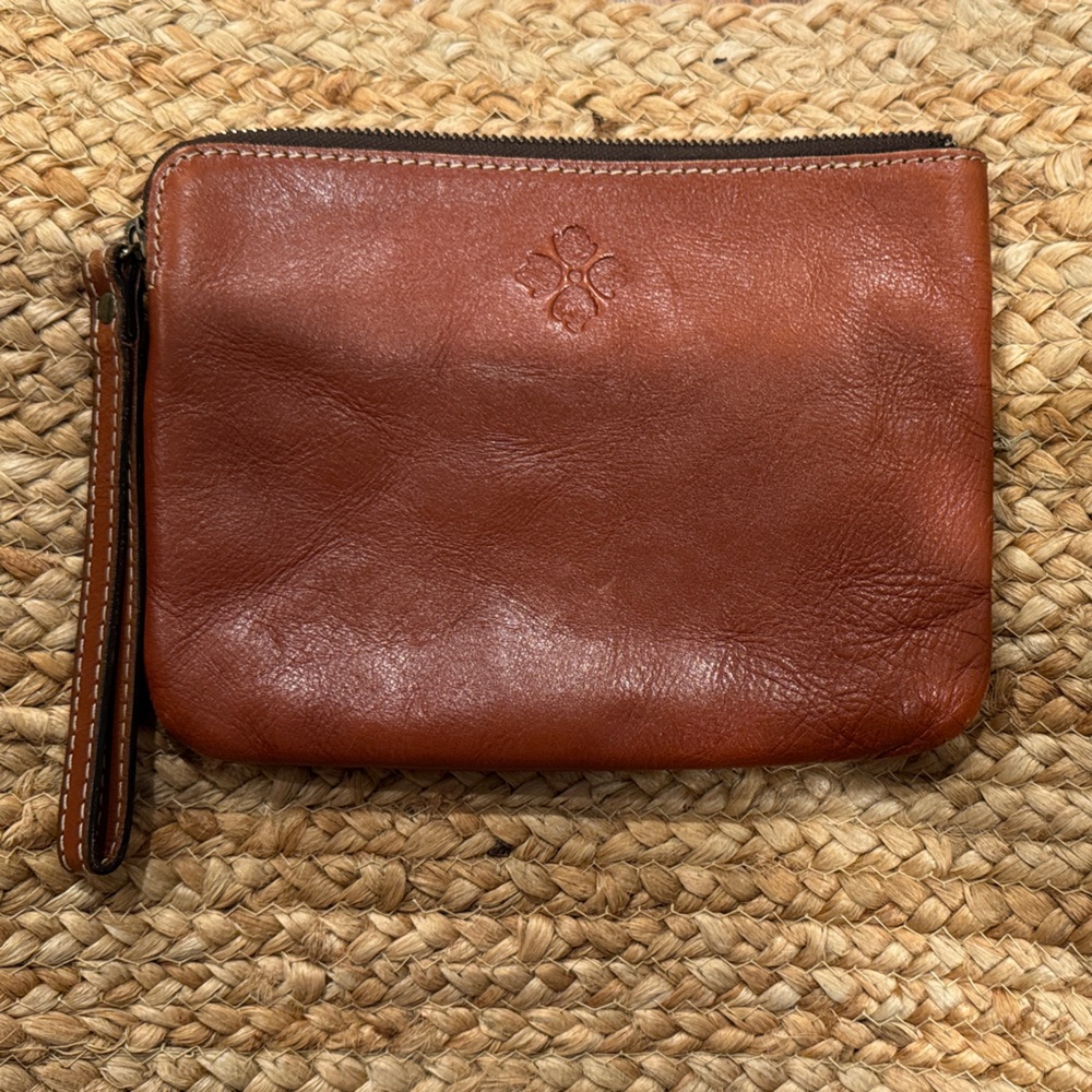 Patricia Nash Cognac Leather Wristlet Clutch